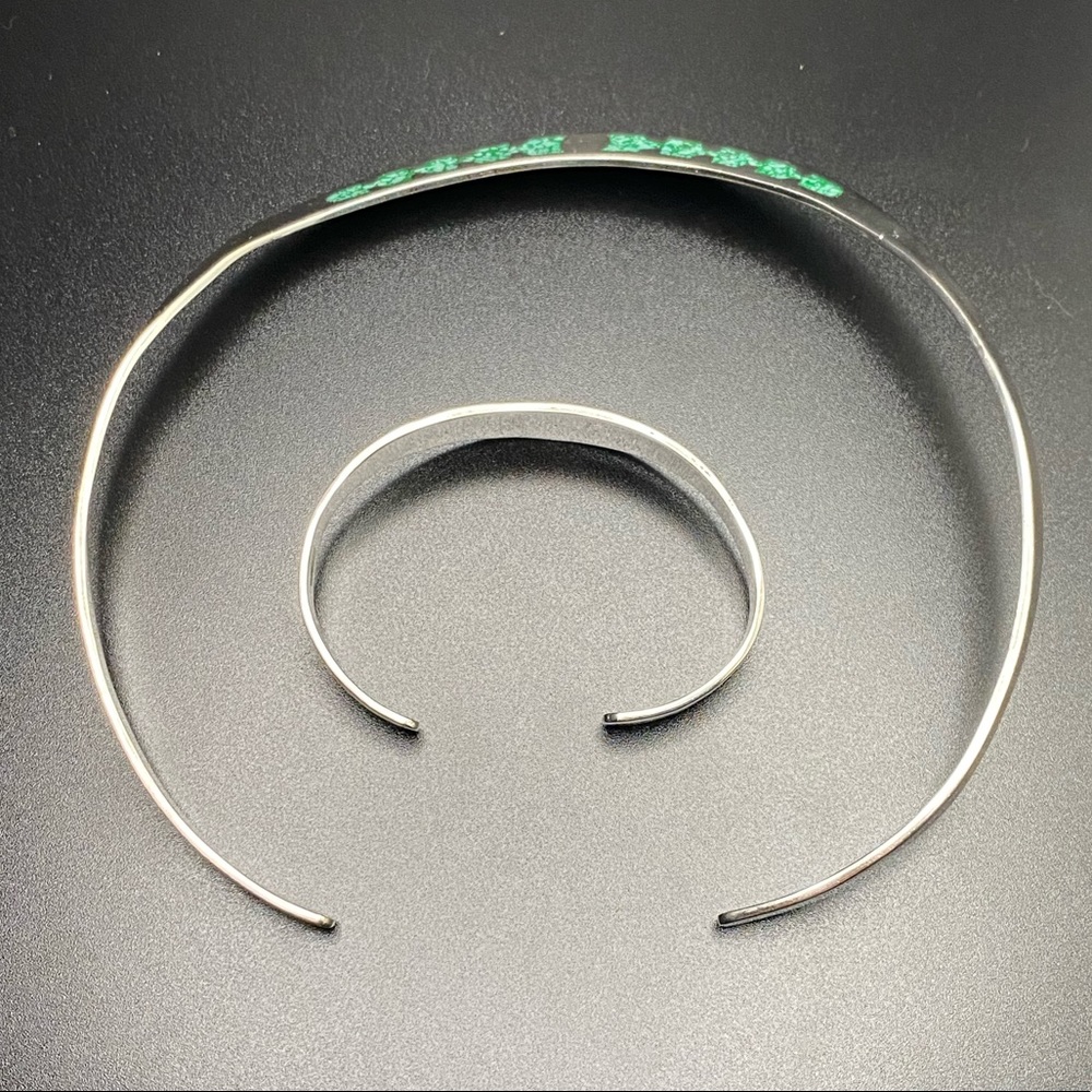 Rare Vintage Mexican Sterling Silver TAXCO Collar Necklace and Cuff Matching Set - Picture 4 of 15